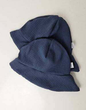 Sonnenhut aus Musselin jeans-blau