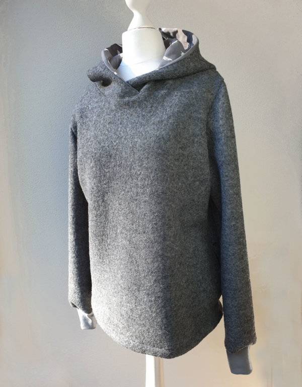 Damen Pullover / Hoodie aus Walk dunkelgrau (tailliert)