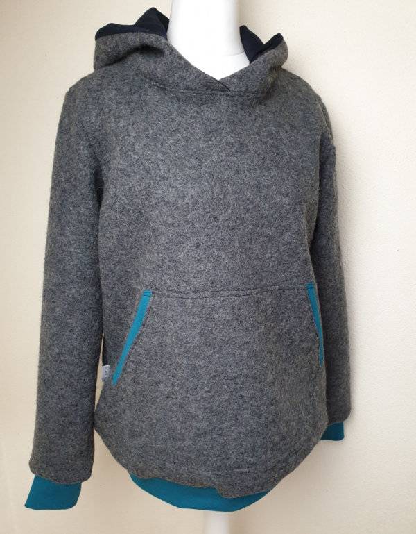 Damen Pullover / Hoodie aus Walk dunkelgrau (tailliert)