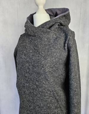 Damen Pullover / Hoodie aus Walk dunkelgrau (tailliert)