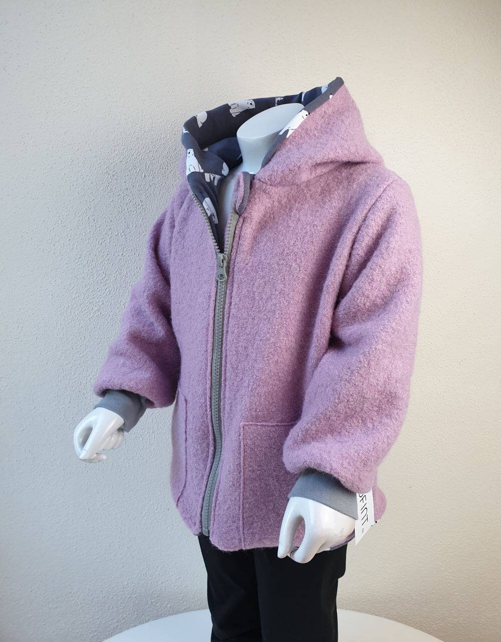 Walkjacke rosa, grau mit Eisbär