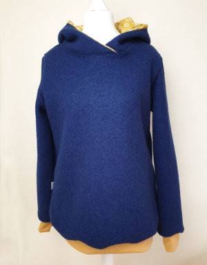 Damen Pullover / Hoodie aus Walk jeans-blau (tailliert)