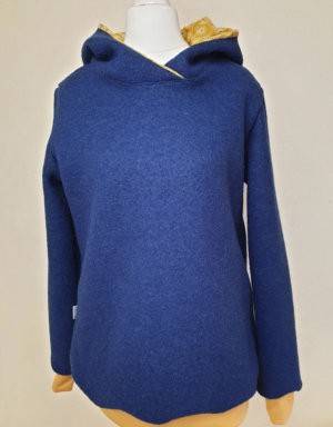 Damen Pullover / Hoodie aus Walk jeans-blau (tailliert)
