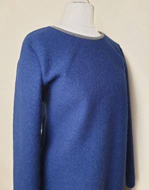 Damen Pullover / Hoodie aus Walk jeans-blau (tailliert)