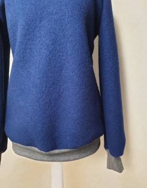 Damen Pullover / Hoodie aus Walk jeans-blau (tailliert)