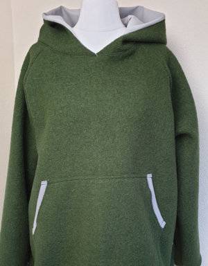 Damen Pullover / Hoodie aus Walk olivgrün (gerade)