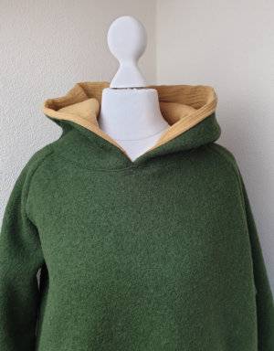 Damen Pullover / Hoodie aus Walk olivgrün (gerade)