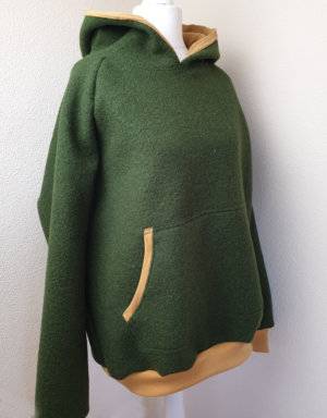 Damen Pullover / Hoodie aus Walk olivgrün (gerade)