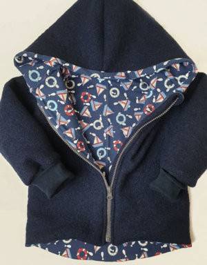 Walkjacke dunkelblau, dunkelblau mit Segelboot