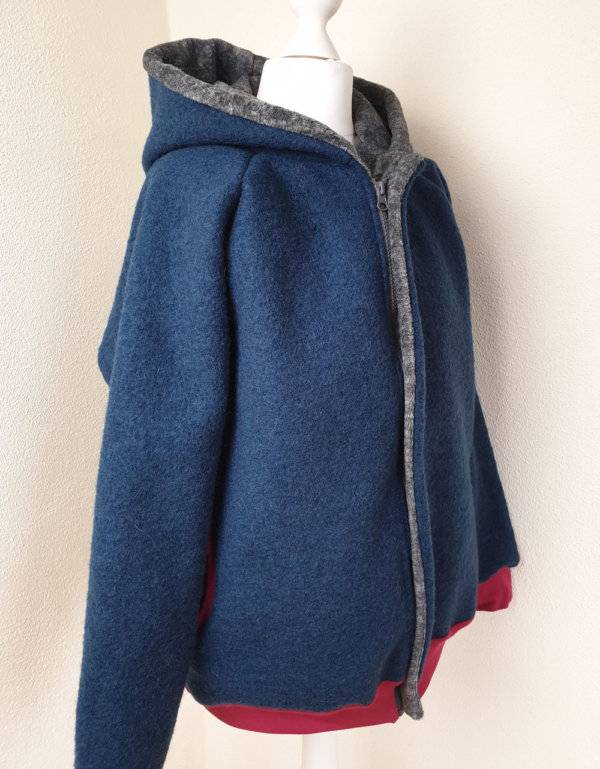 Damenjacke aus Walk dunkelpetrol, Happy-Fleece (gerade)