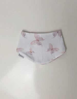 Dreieck-Tuch Bio-Jersey weiß mit rosa Schmetterlingen
