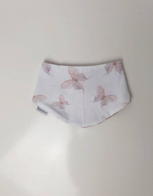 Dreieck-Tuch Bio-Jersey weiß mit rosa Schmetterlingen
