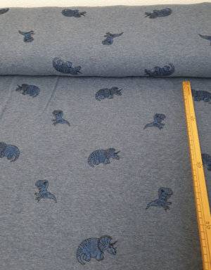 #J076 Jersey blau mit gestickten Dinos