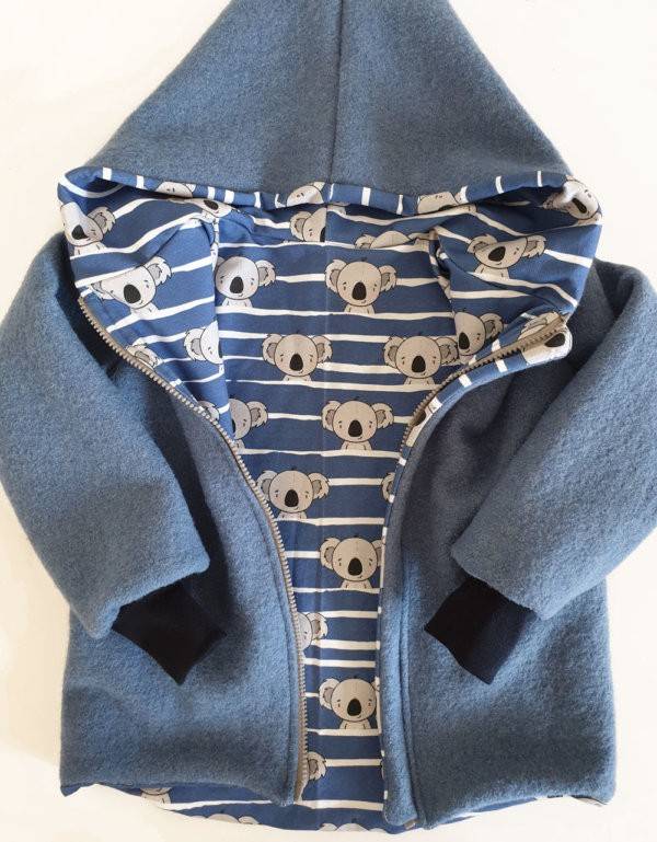 Walkjacke blau, Sweat blau mit Koala