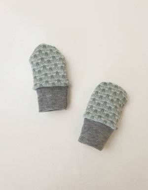 Handschuhe Bio-Jersey grün gemustert, Futter aus Nicki