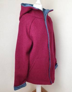 Damenjacke aus Walk beere, Jersey blau mit Strichen (gerade)