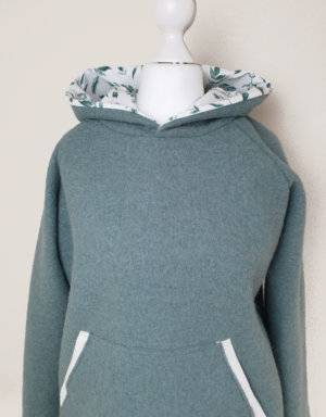 Damen Hoodie aus Walk mintgrün (gerade), komplett gefüttert, Gr. 48