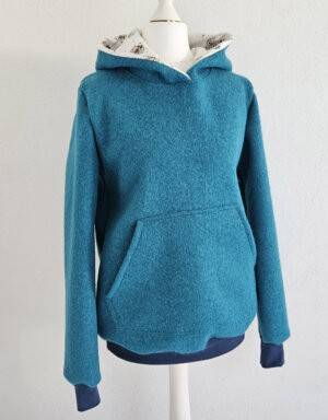 Damen Pullover / Hoodie aus Walk seegrün (tailliert)