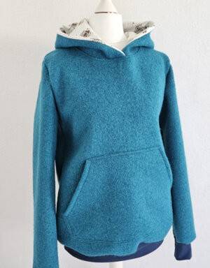 Damen Pullover / Hoodie aus Walk seegrün (tailliert)