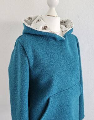 Damen Pullover / Hoodie aus Walk seegrün (tailliert)
