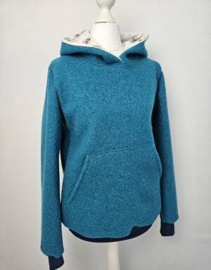 Damen Pullover / Hoodie aus Walk seegrün (tailliert)