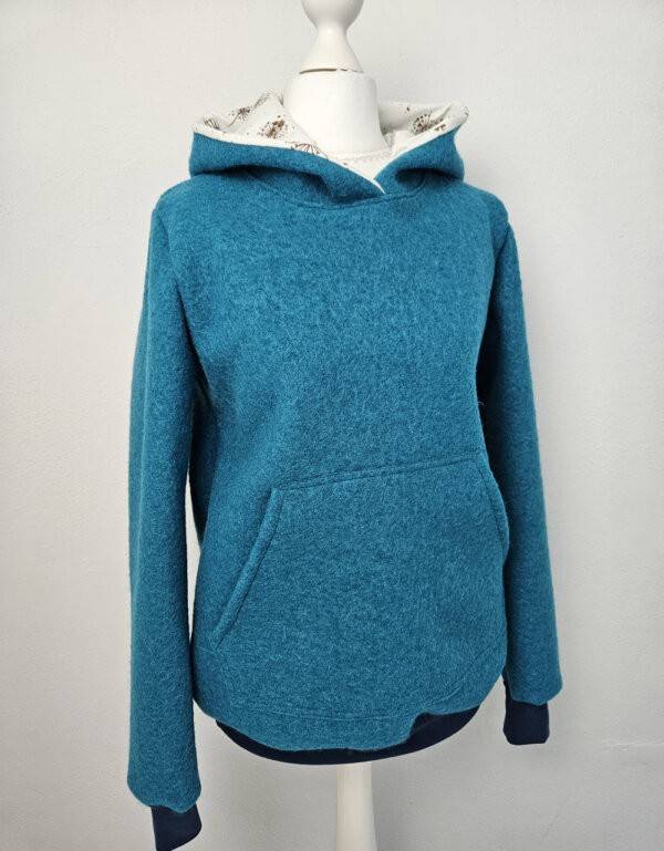 Damen Pullover / Hoodie aus Walk seegrün (tailliert)
