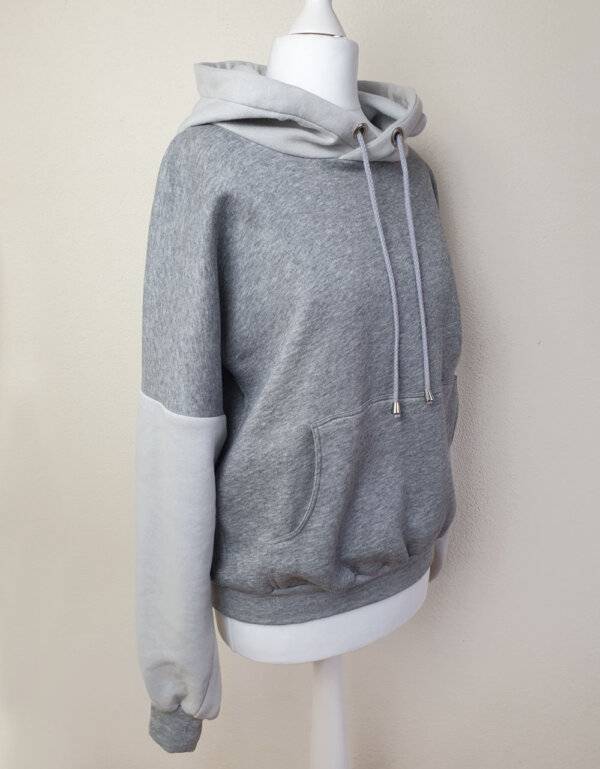 Hoodie aus Sweat grau mit Kordel