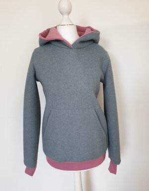 Damen Pullover / Hoodie aus Walk mintgrün (tailliert), altrosa