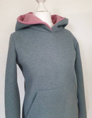 Damen Pullover / Hoodie aus Walk mintgrün (tailliert), altrosa