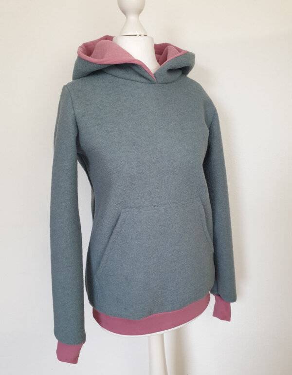 Damen Pullover / Hoodie aus Walk mintgrün (tailliert), altrosa