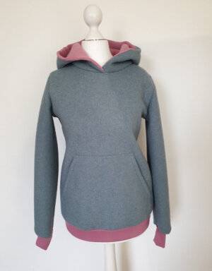 Damen Pullover / Hoodie aus Walk mintgrün (tailliert), altrosa