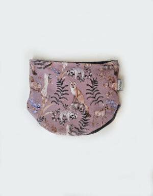 Halssocke Bio-Jersey rosa mit Fuchs, Reh und Waschbär