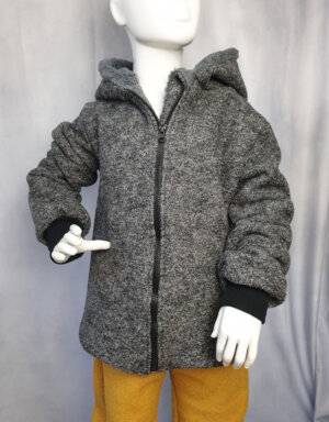 Walkjacke dunkelgrau meliert, Teddy