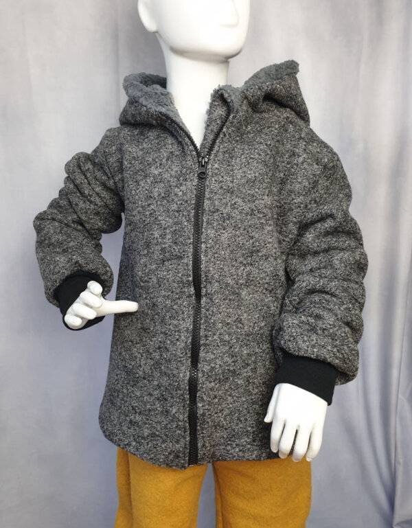 Walkjacke dunkelgrau meliert, Teddy