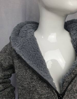 Walkjacke dunkelgrau meliert, Teddy
