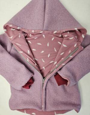 Walkjacke rosa, rosa mit Feder