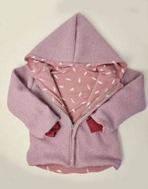 Walkjacke rosa, rosa mit Feder