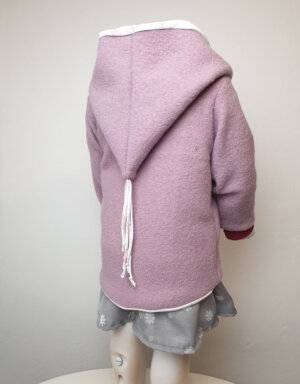 Walkjacke rosa, Bio-Jersey weiß mit rosa Schmetterlingen