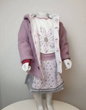 Walkjacke rosa, Bio-Jersey weiß mit rosa Schmetterlingen