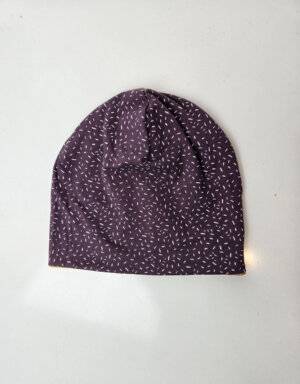 Wendemütze Jersey mauve mit Strichen