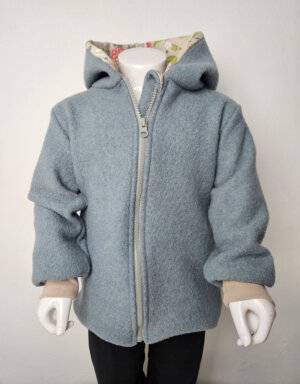 Walkjacke mintgrün, Jersey beige mit Blumen und Blättern