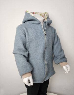 Walkjacke mintgrün, Jersey beige mit Blumen und Blättern