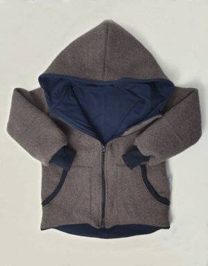 Walkjacke taupe, Jersey dunkelblau