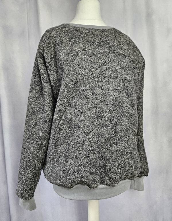 Damen Pullover / Hoodie aus Walk dunkelgrau meliert (gerade)