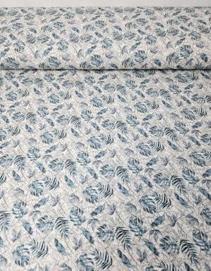 #J083 Bio-Jersey weiß mit blauen Blättern