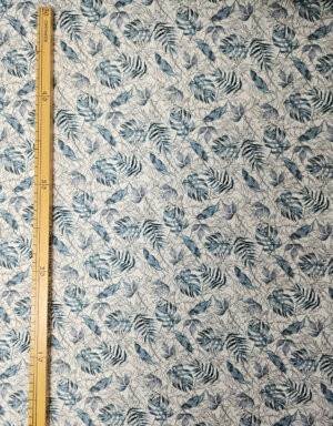 #J083 Bio-Jersey weiß mit blauen Blättern