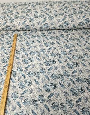 #J083 Bio-Jersey weiß mit blauen Blättern
