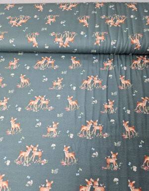 #J085 Bio-Jersey grün mit Reh