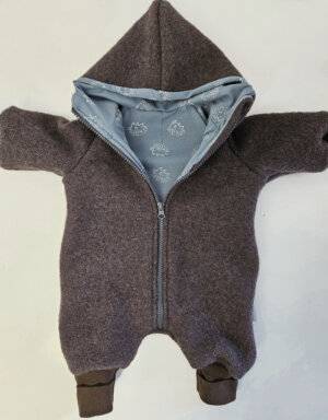Walk-Anzug taupe, blau mit Igel
