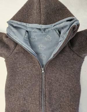 Walk-Anzug taupe, blau mit Igel